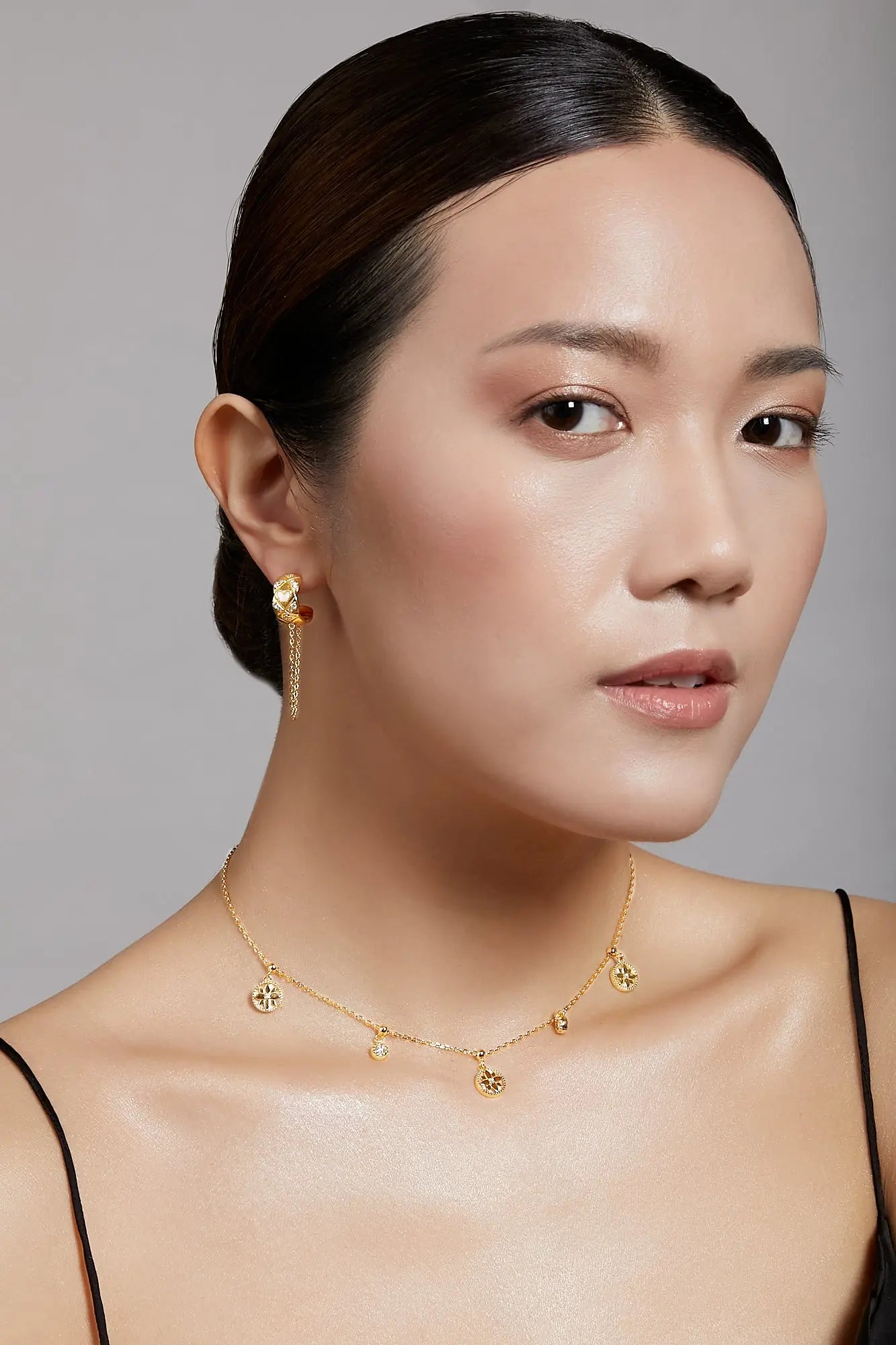 Butterfly Dangling Yellow Gold Chain Earrings Dryden Jewelry