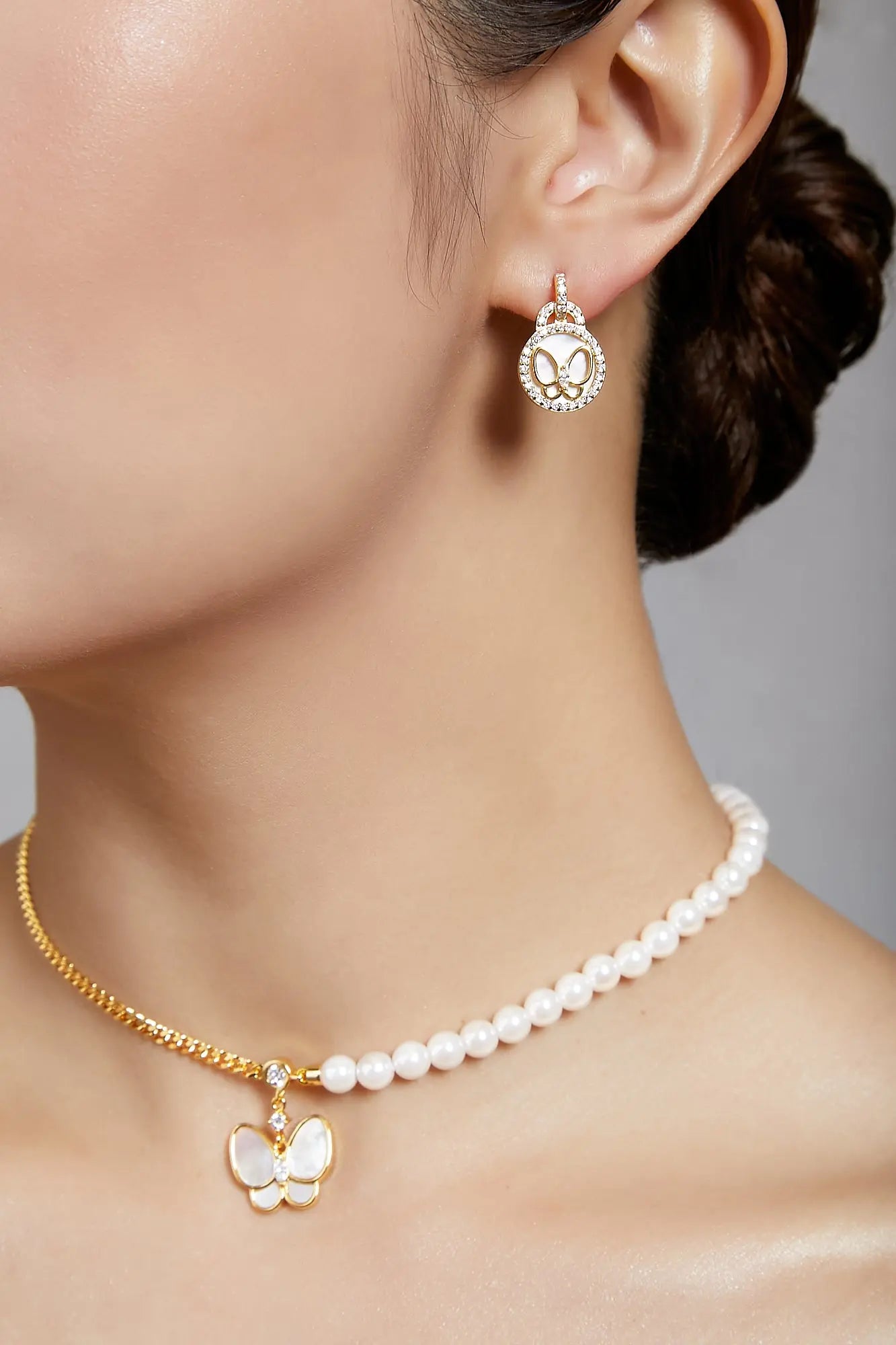 Butterfly Mini Goddess Yellow Gold Dangling Earrings Dryden Jewelry