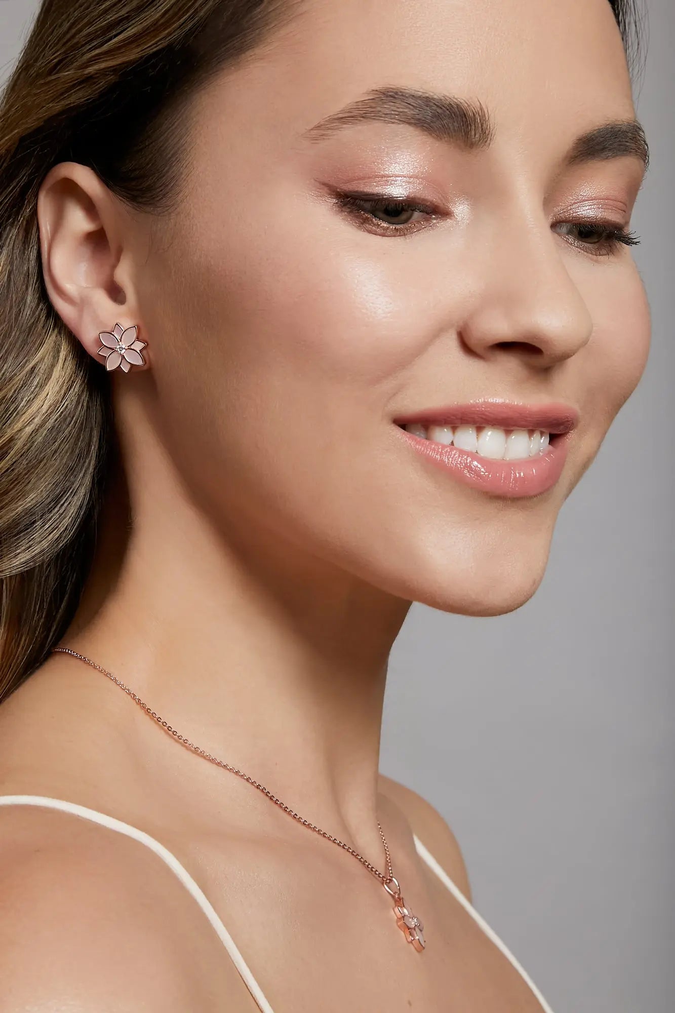 Clematis Pink Mother of Pearl Classic Studs Dryden Jewelry