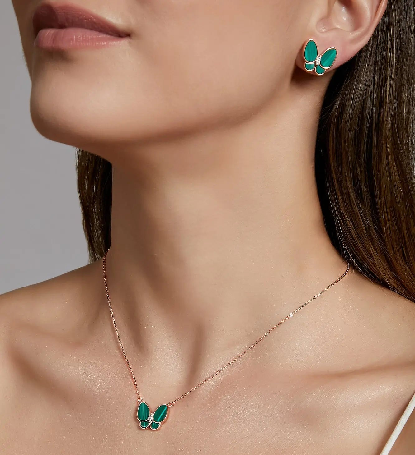 Malachite ペンダントネックレス Ф Butterfly Malachite Classic Necklace - Dryden Jewelry