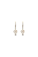 Bauhinia Blakeana Yellow Gold Sparkle Hoop Dangling Earrings Dryden Jewelry