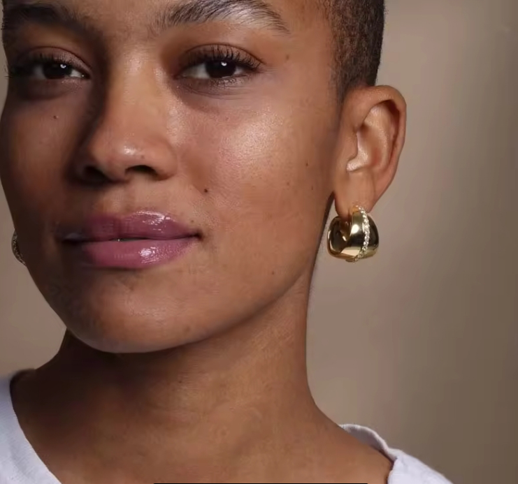 Yellow Gold Chunky Diamond Hoop Earrings Dryden Jewelry