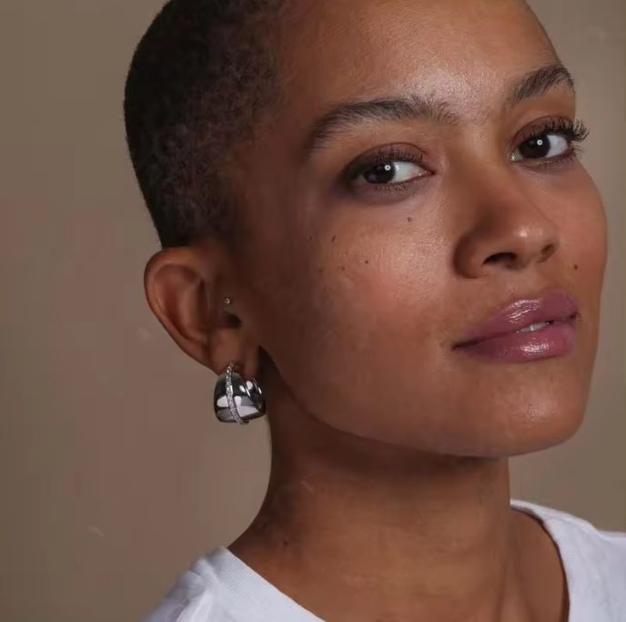 Silver Chunky Diamond Hoop Earrings Dryden Jewelry