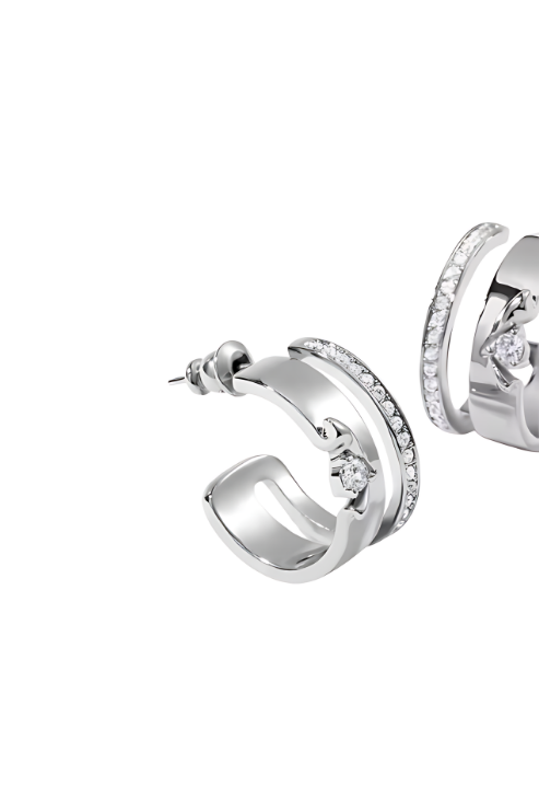 シルバーダブルバンドフープイヤリング