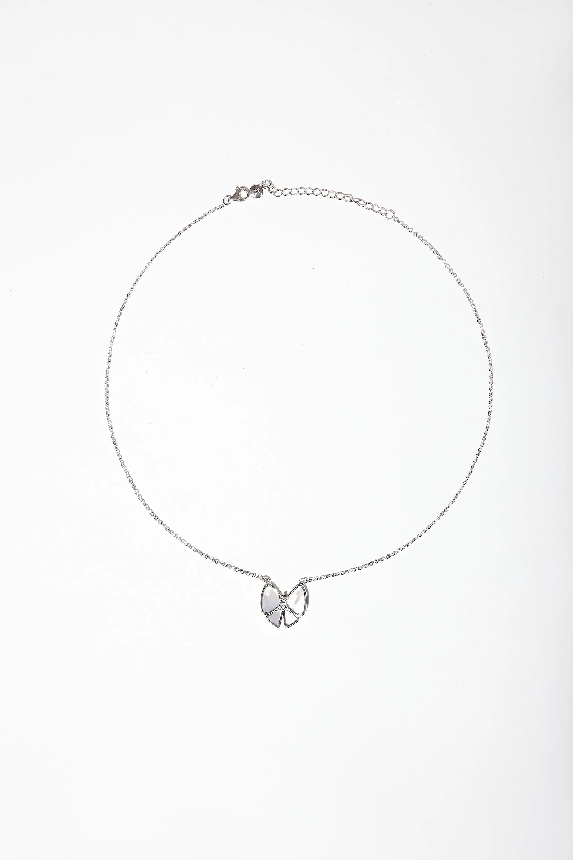 Playful Bow White Mother of Pearl Necklace Dryden Jewelry