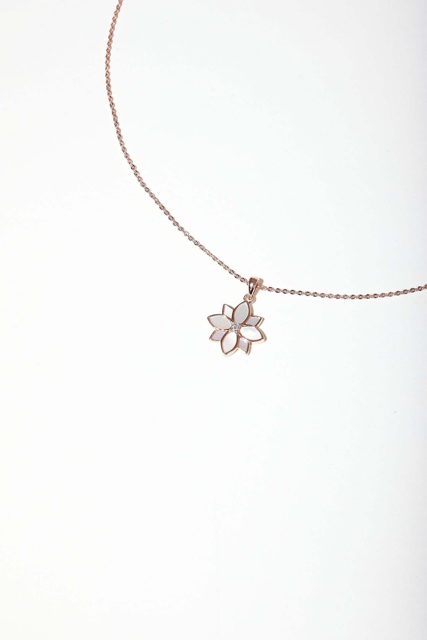 Clematis White Mother of Pearl Classic Necklace