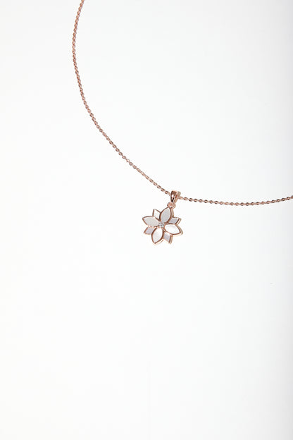 Clematis White Mother of Pearl Classic Necklace