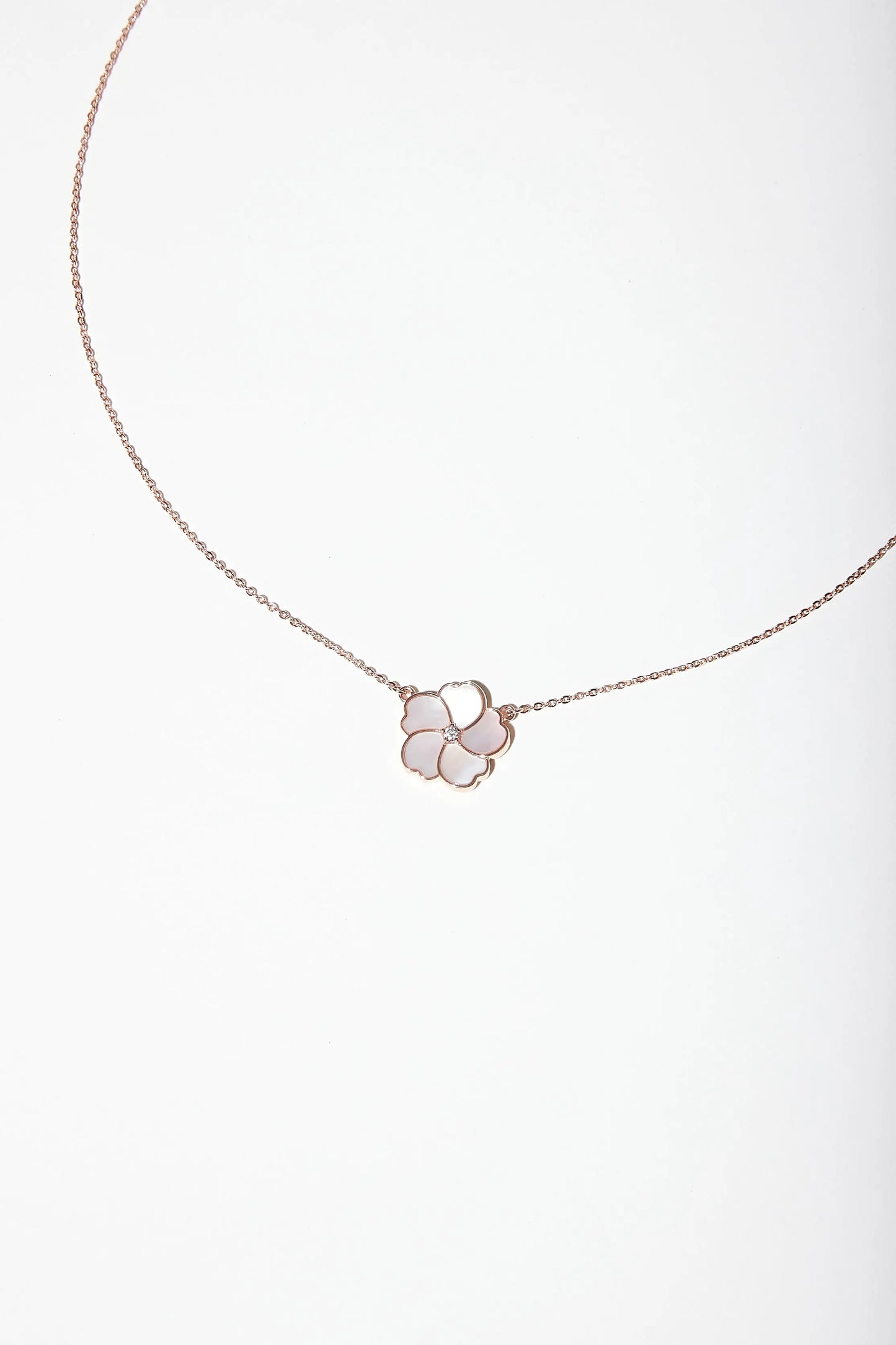 Bauhinia Blakeana White Mother of Pearl Classic Necklace Dryden Jewelry