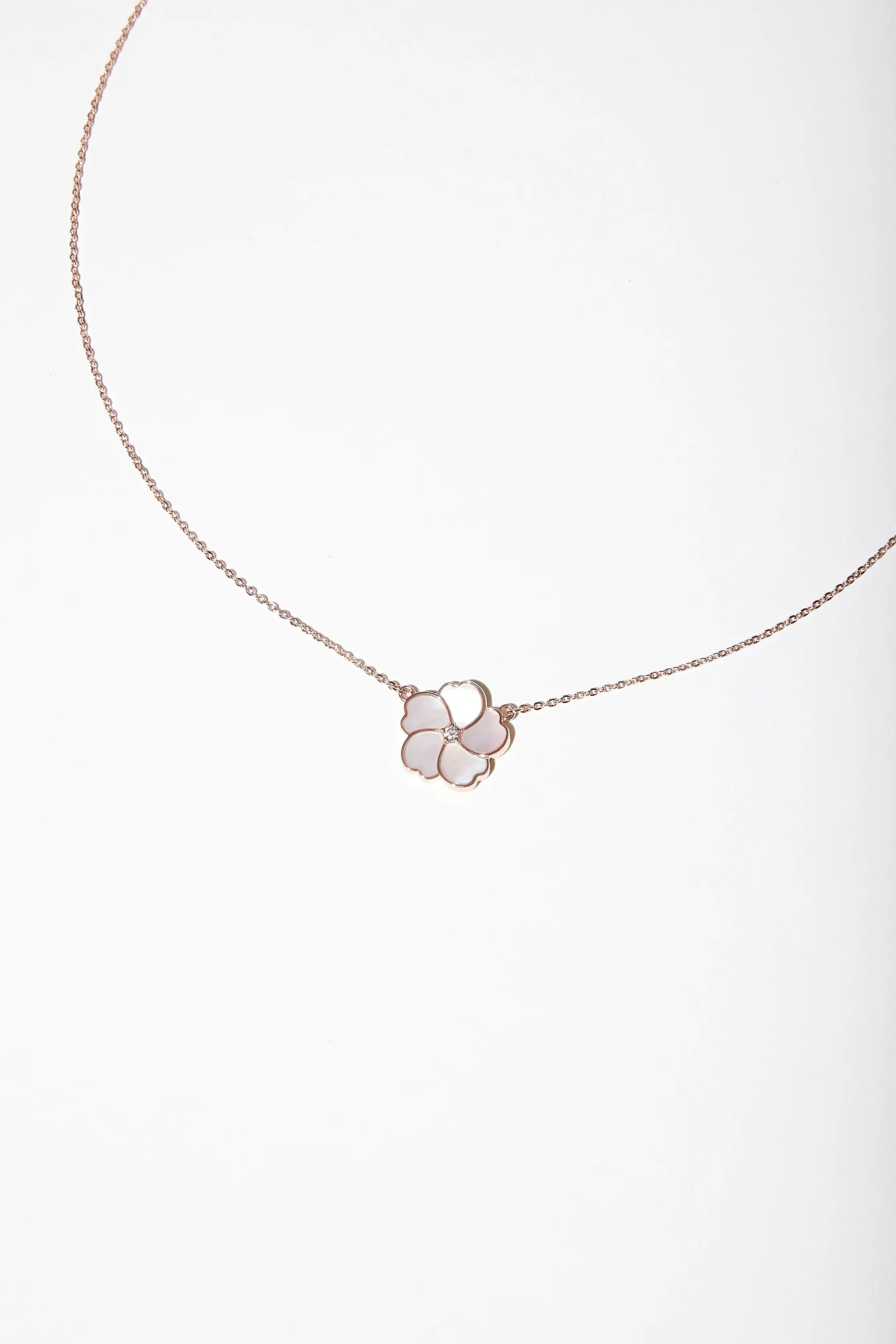Bauhinia Blakeana White Mother of Pearl Classic Necklace Dryden Jewelry