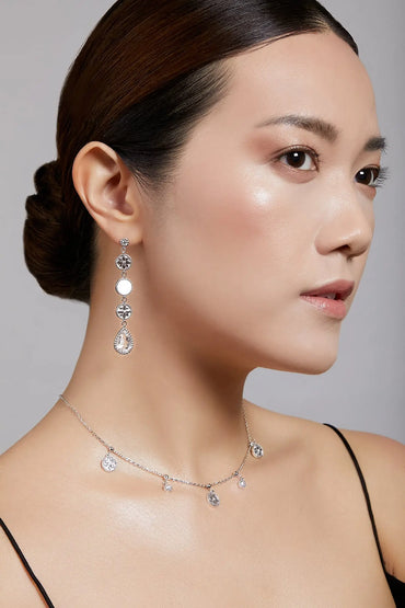 Clematis Long Goddess Silver Dangling Earrings Dryden Jewelry