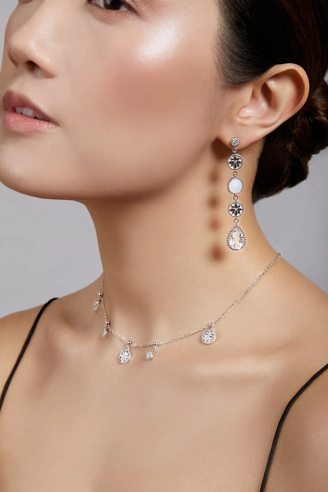 Clematis Long Goddess Silver Dangling Earrings Dryden Jewelry