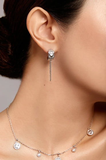 Butterfly Dangling Silver Chain Earrings Dryden Jewelry