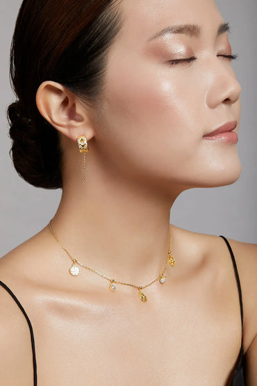 Butterfly Dangling Yellow Gold Chain Earrings Dryden Jewelry