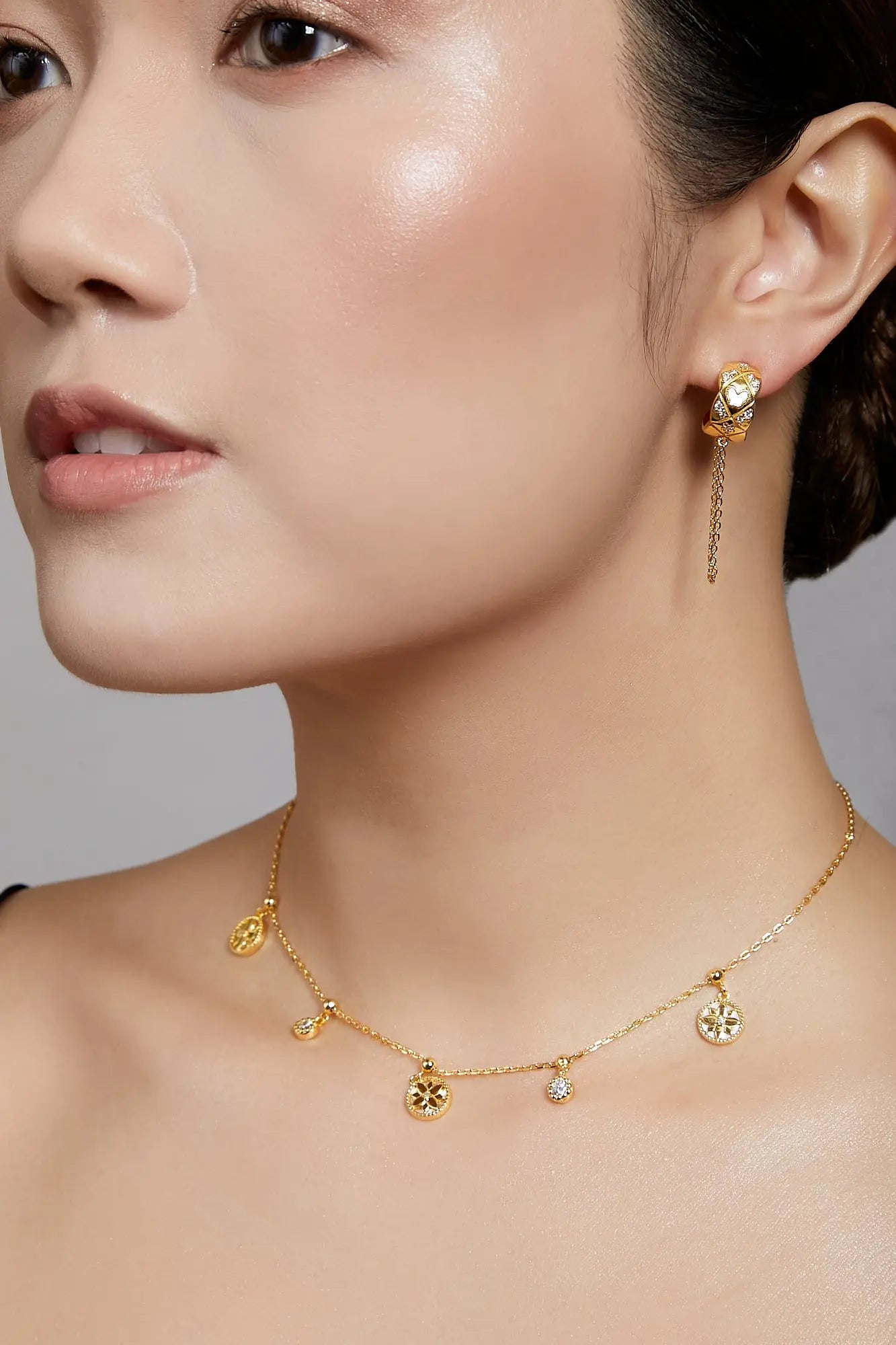 Butterfly Dangling Yellow Gold Chain Earrings Dryden Jewelry