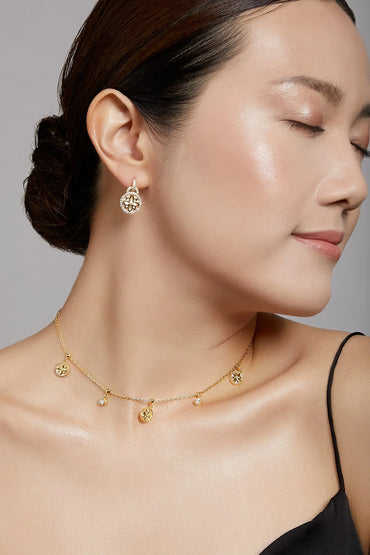 Clematis Mini Goddess Yellow Gold Earrings Dryden Jewelry