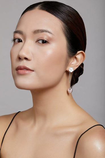 Bauhinia Blakeana & Butterfly Dangling Pearl Earrings Dryden Jewelry