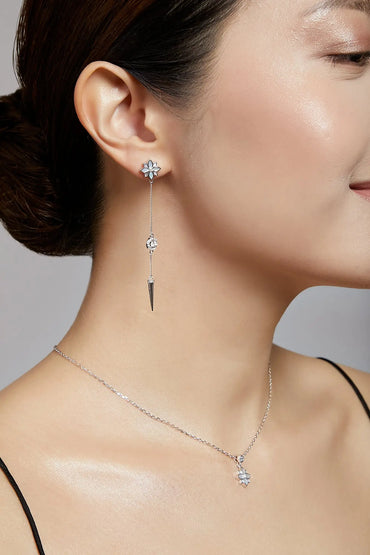 Clematis Retro Thorn Silver Dangling Earrings Dryden Jewelry