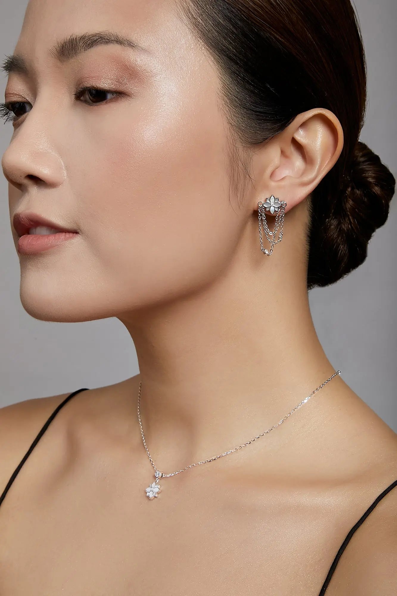 Clematis RockStar Silver Dangling Chain Earrings Dryden Jewelry