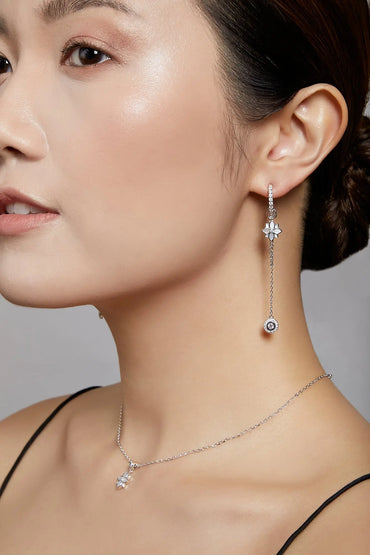 Clematis Mini Hoop Silver Dangling Earrings Dryden Jewelry