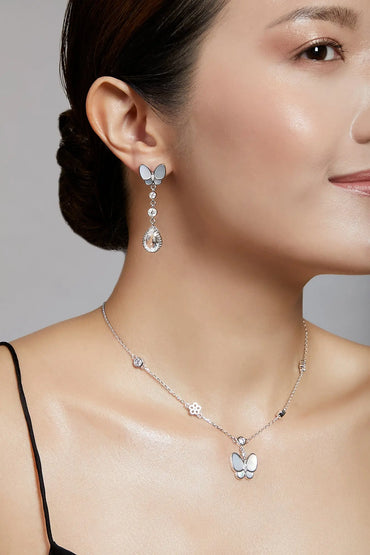 Butterfly Glamor Silver Dangling Earrings Dryden Jewelry