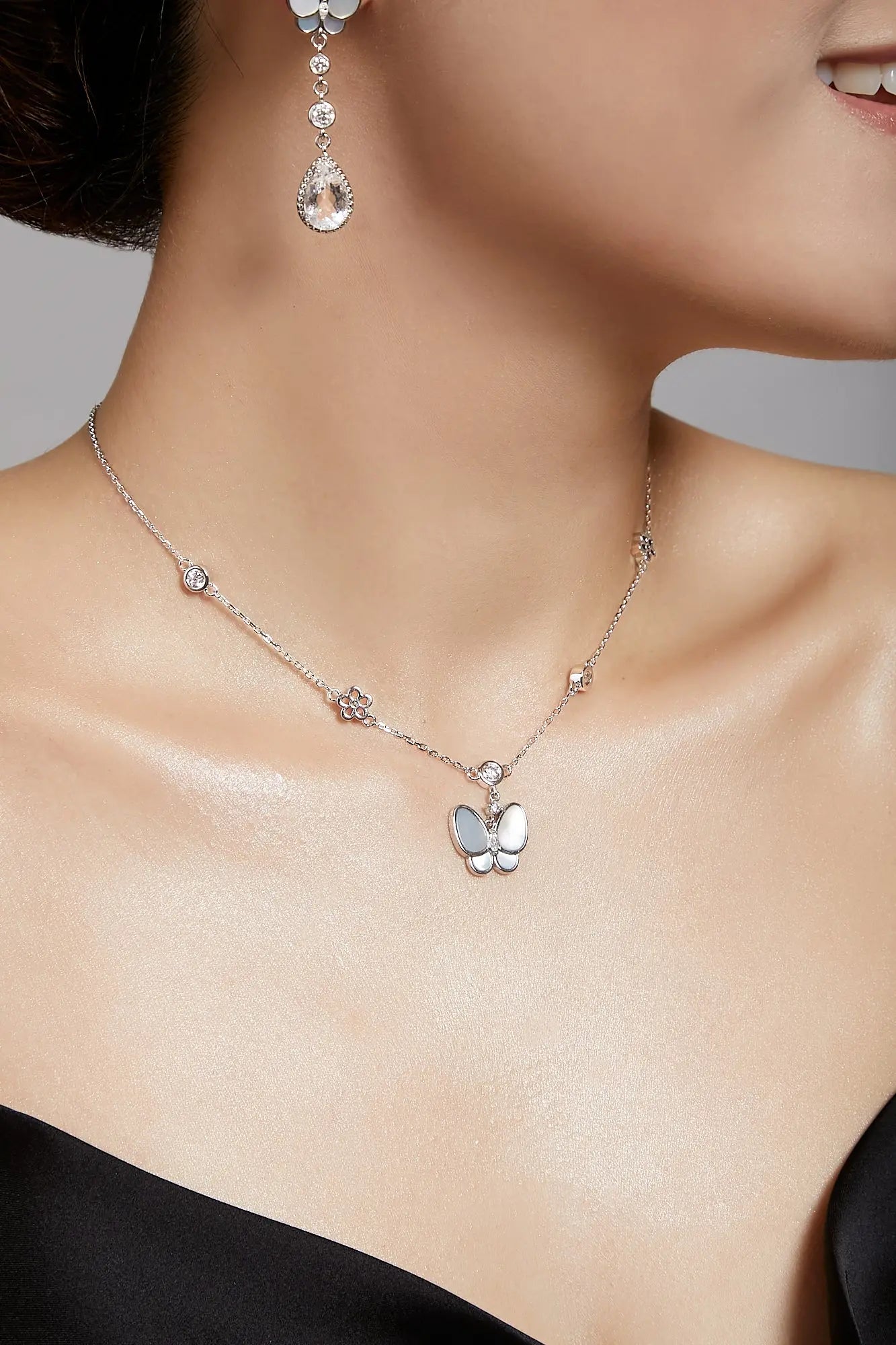 Butterfly Glamor Silver Necklace & Choker Dryden Jewelry