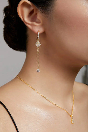 Clematis Mini Yellow Gold Hoop Dangling Earrings Dryden Jewelry