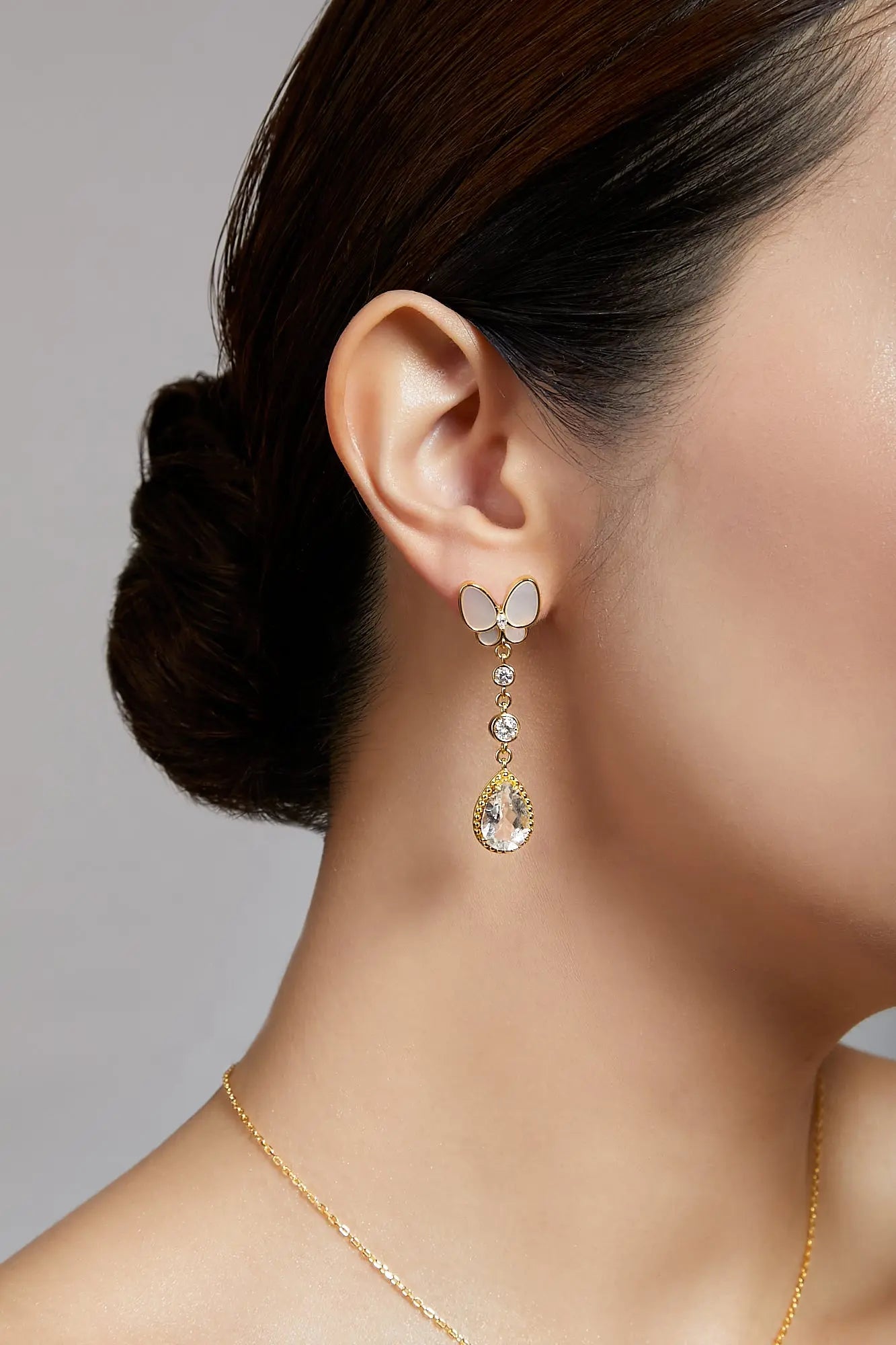 Butterfly Glamor Gold Dangling Earrings Dryden Jewelry