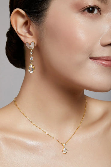 Butterfly Glamor Gold Dangling Earrings Dryden Jewelry