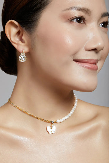 Butterfly Mini Goddess Yellow Gold Dangling Earrings Dryden Jewelry