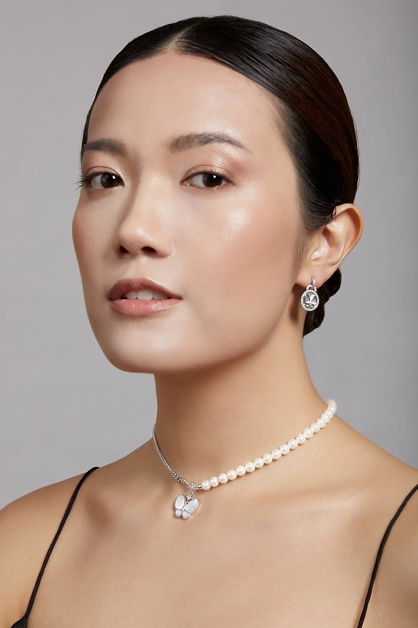 Butterfly Chain & Pearl Silver Choker - Dryden Jewelry