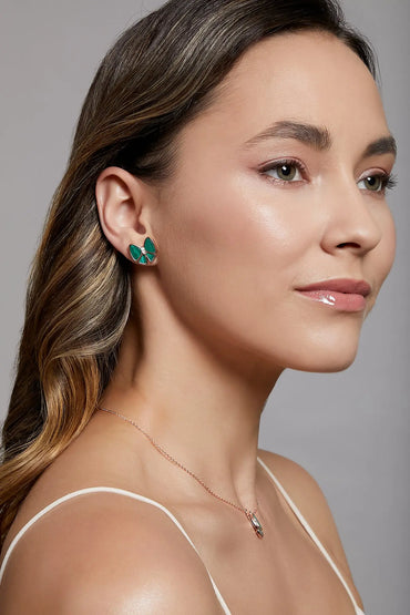 Playful Bow Malachite Studs Dryden Jewelry