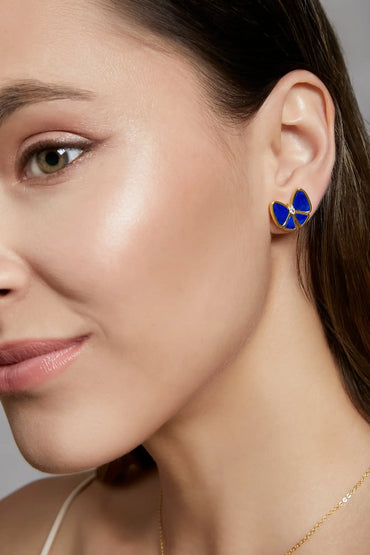 Playful Bow Lapis Lazuli Studs Dryden Jewelry
