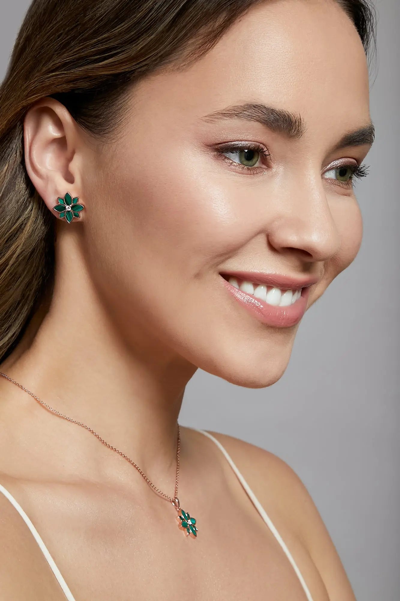 Clematis Malachite Classic Studs Dryden Jewelry