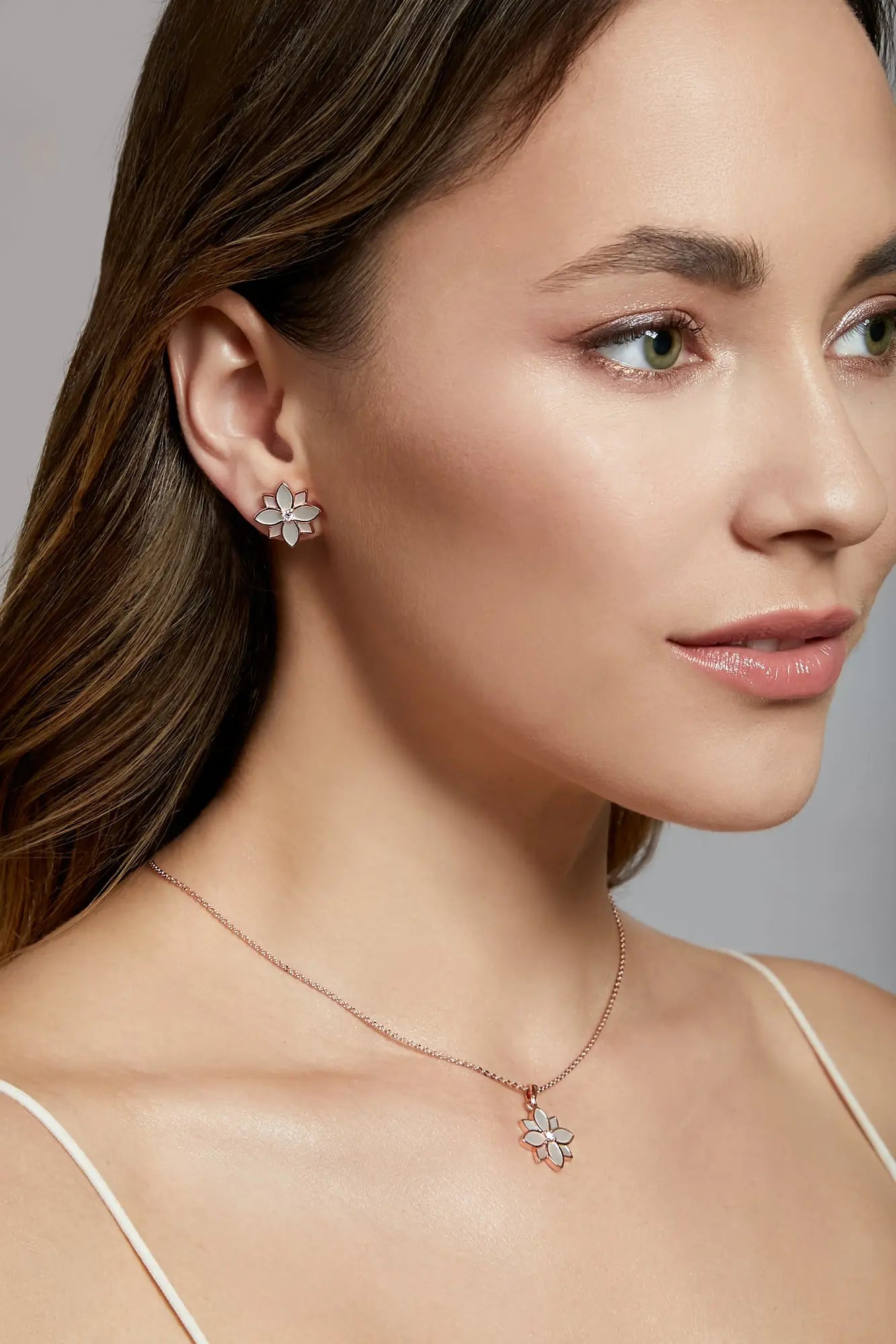 Clematis White Mother of Pearl Classic Studs Dryden Jewelry