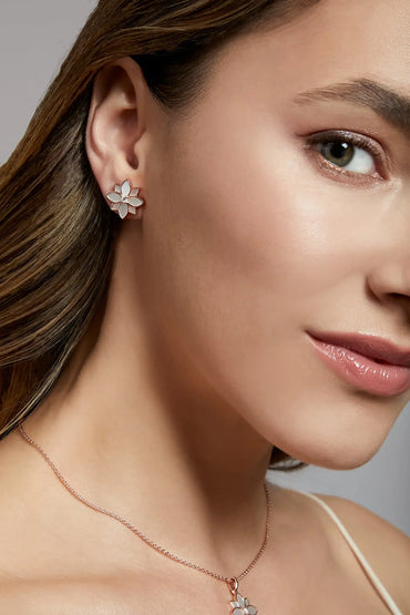 Clematis White Mother of Pearl Classic Studs Dryden Jewelry