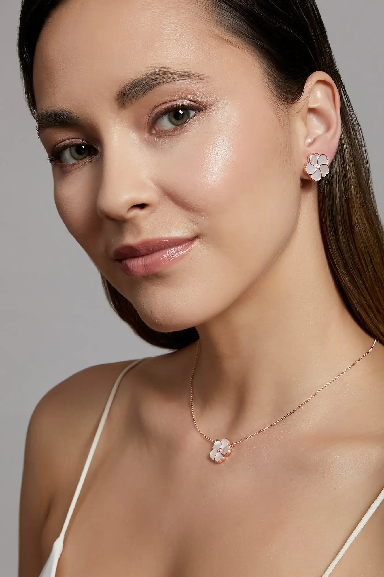 Bauhinia Blakeana White Mother of Pearl Classic Studs Dryden Jewelry