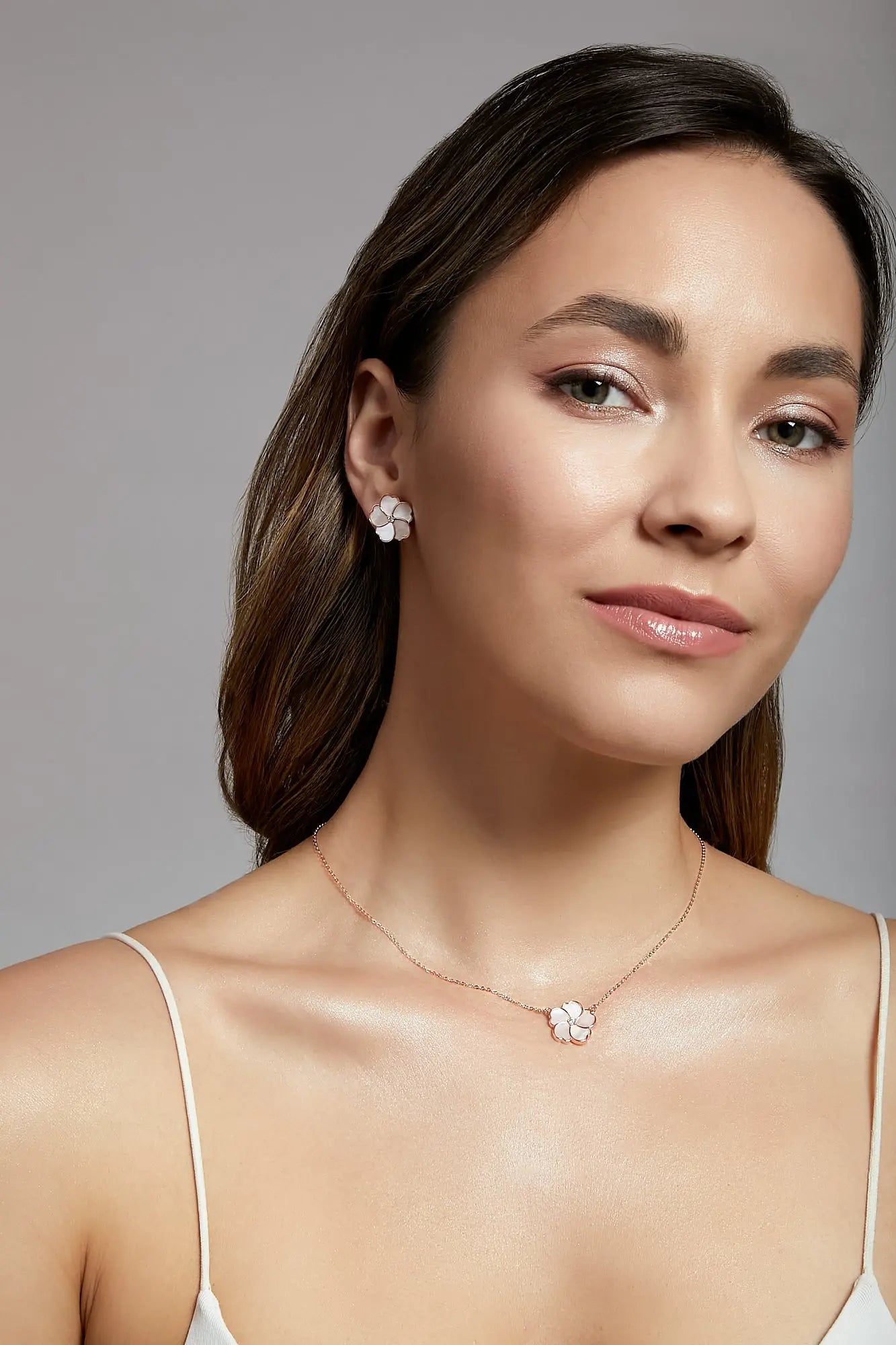 Bauhinia Blakeana White Mother of Pearl Classic Necklace Dryden Jewelry