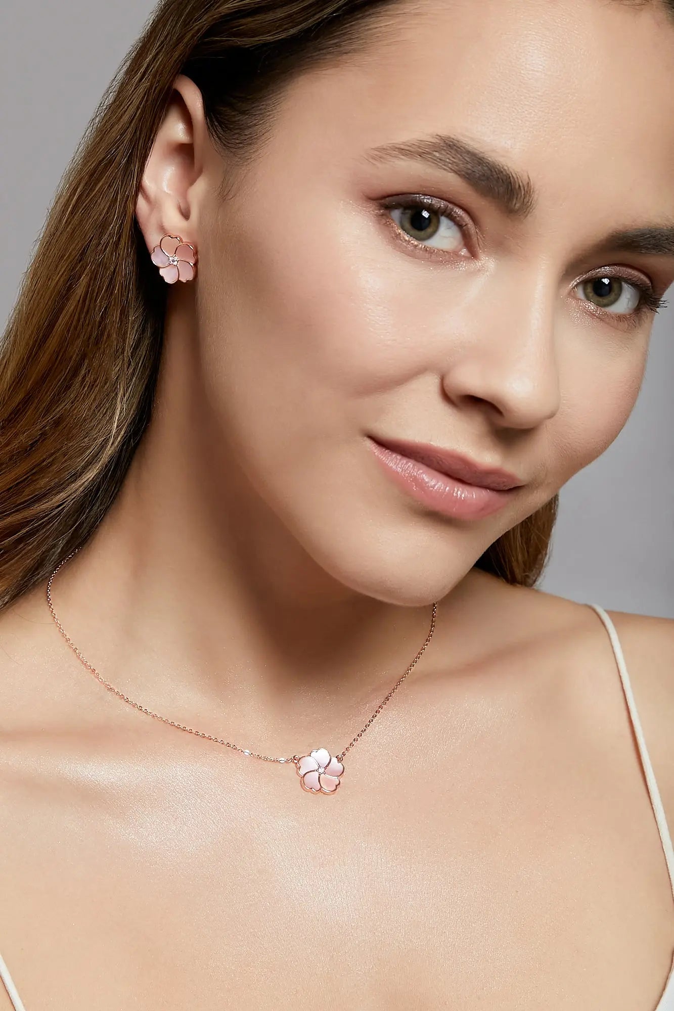 Bauhinia Blakeana Pink Mother of Pearl Classic Necklace Dryden Jewelry