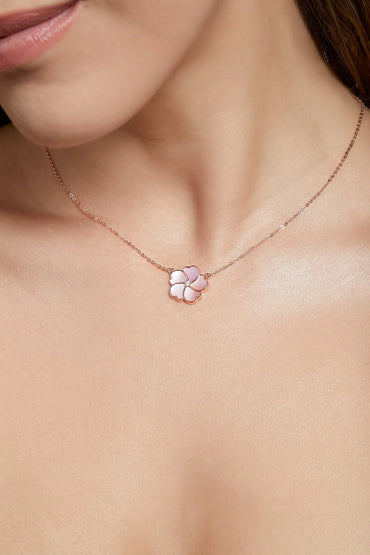 Bauhinia Blakeana Pink Mother of Pearl Classic Necklace Dryden Jewelry