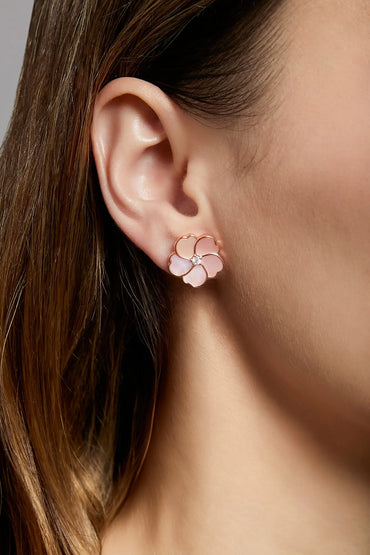Bauhinia Blakeana Pink Mother of Pearl Classic Studs Dryden Jewelry