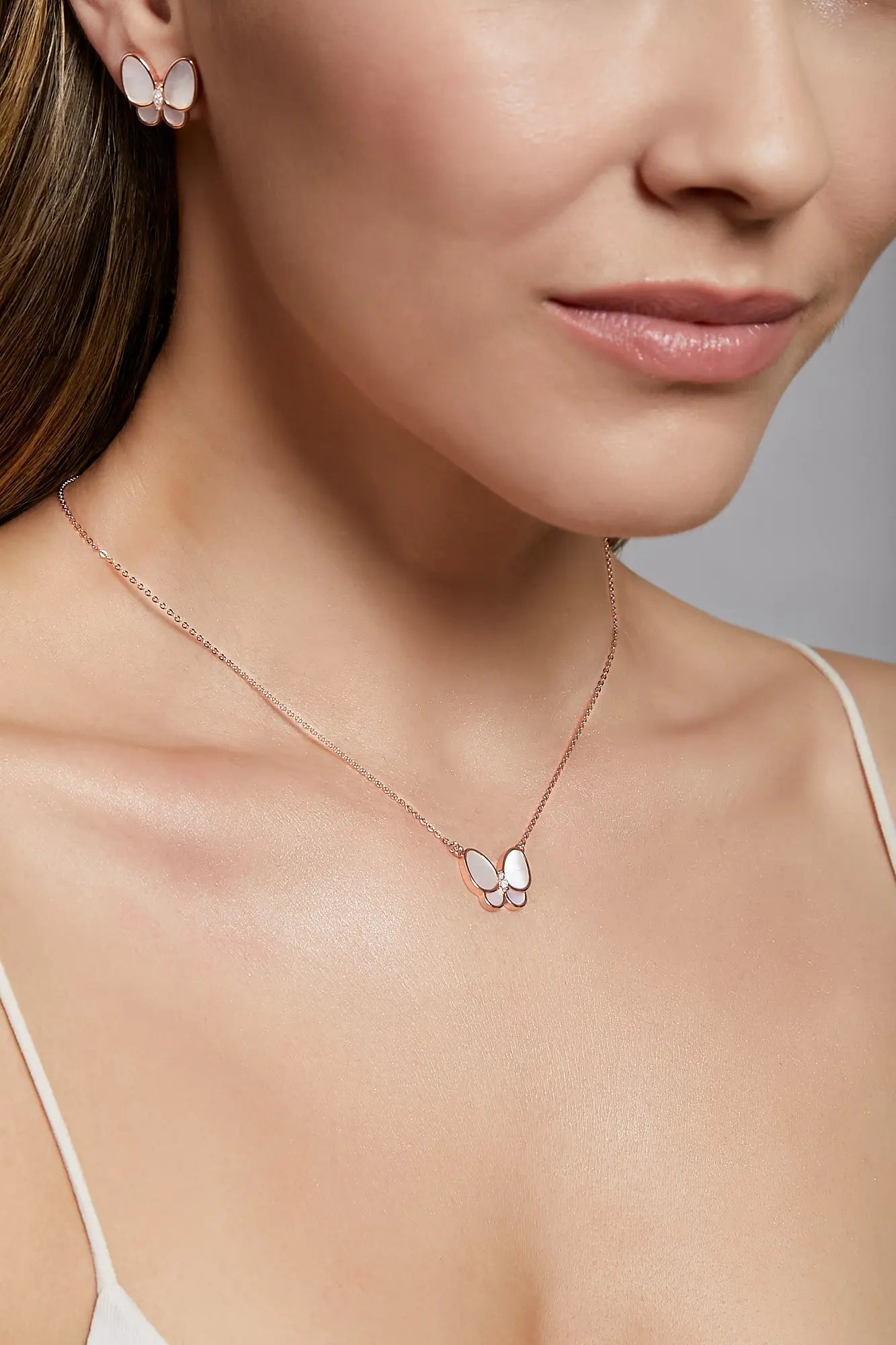 Butterfly White Mother of Pearl Classic Necklace Dryden Jewelry