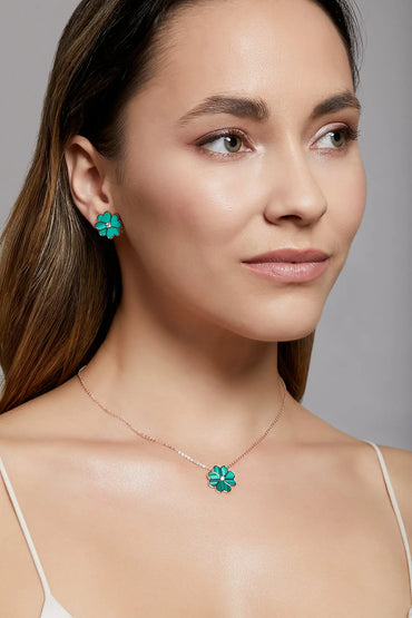 Clover Faith Malachite Classic Studs Dryden Jewelry