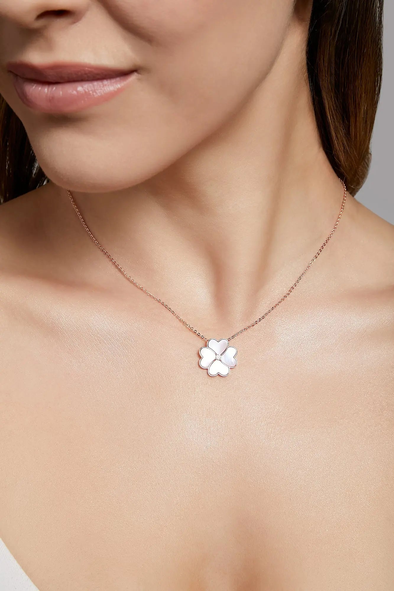 Clover Faith Pink Mother of Pearl Classic Necklace Dryden Jewelry