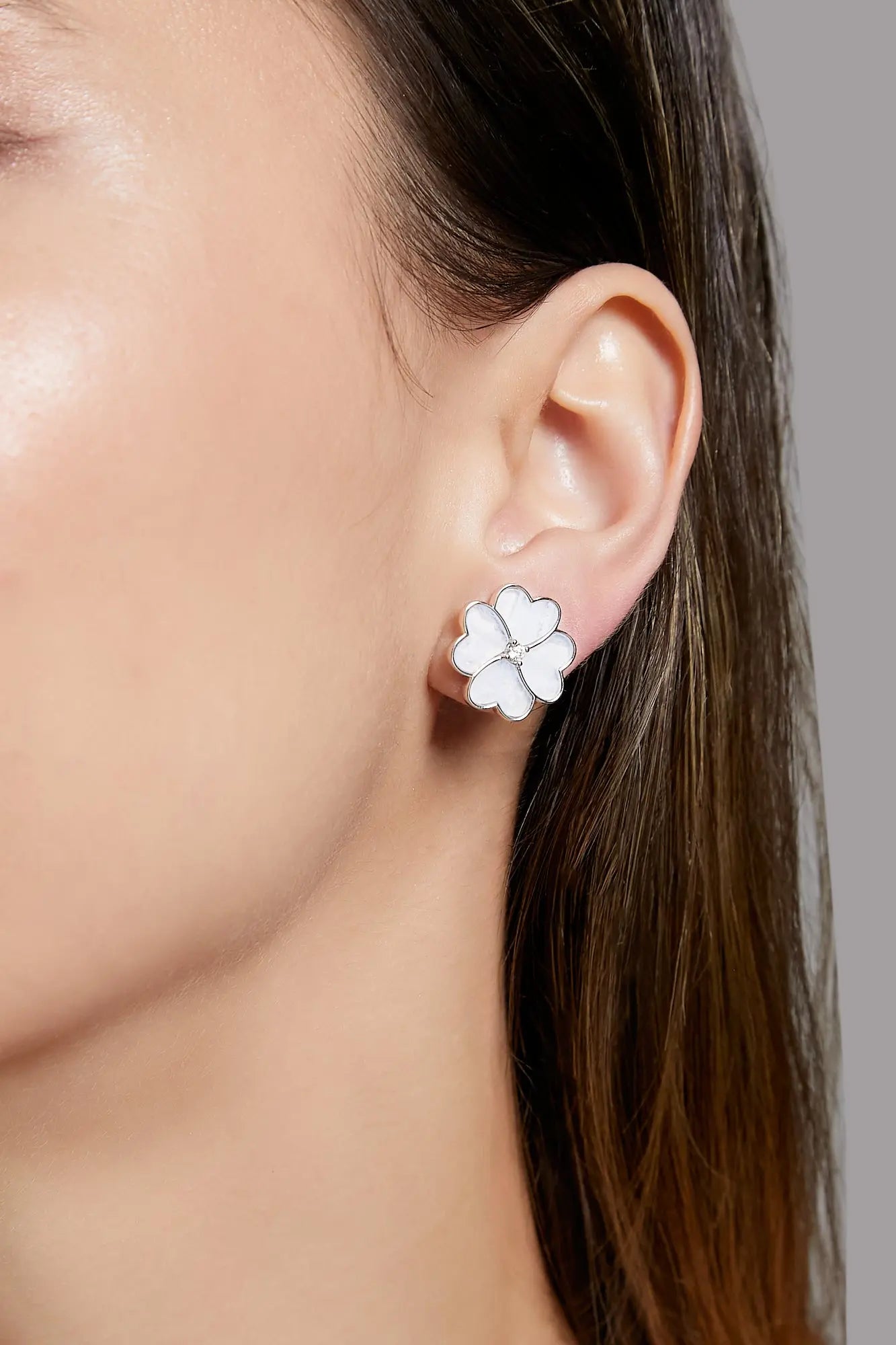 Clover Faith Chalcedony Classic Studs Dryden Jewelry