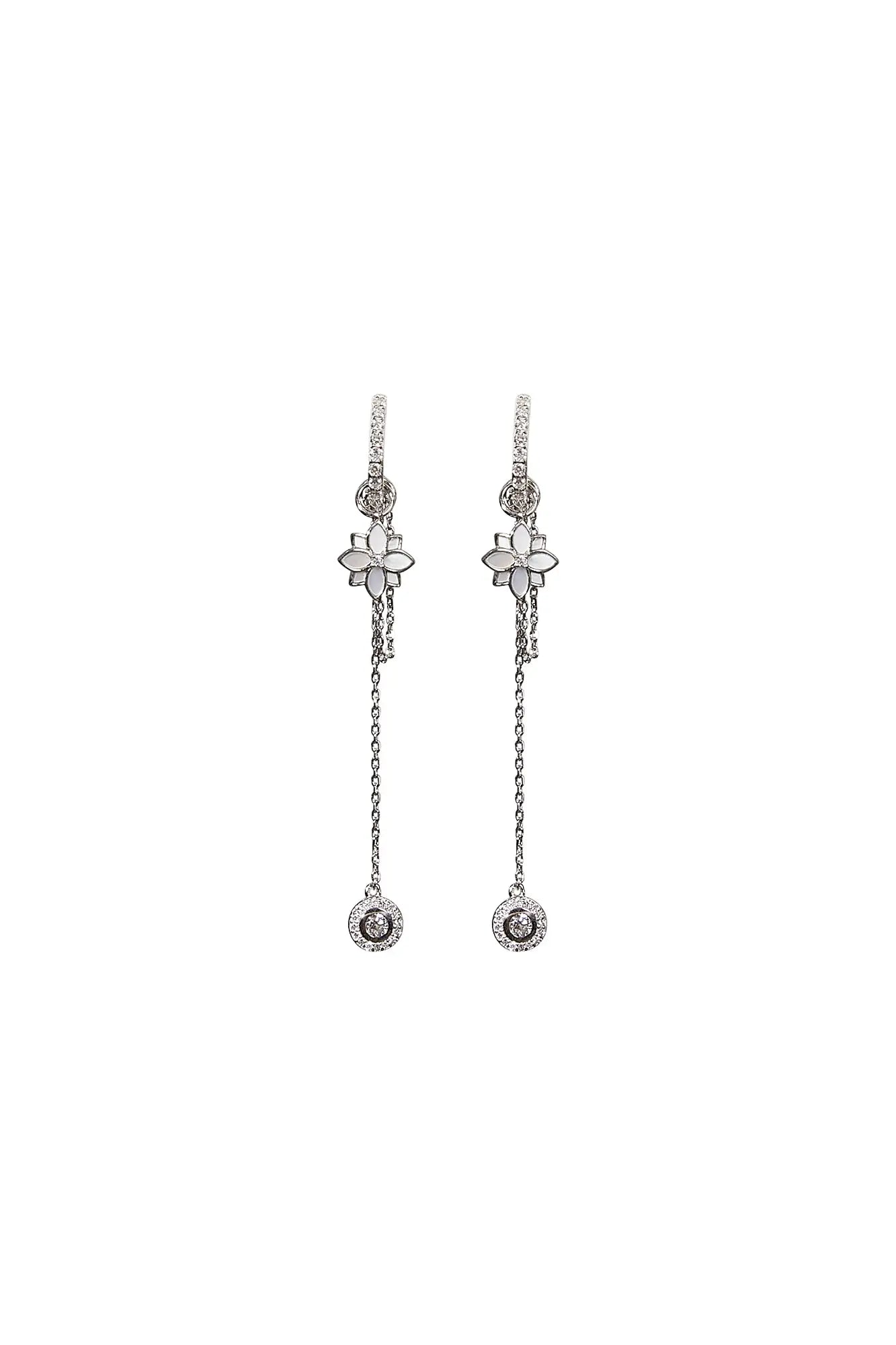 Clematis Mini Hoop Silver Dangling Earrings Dryden Jewelry