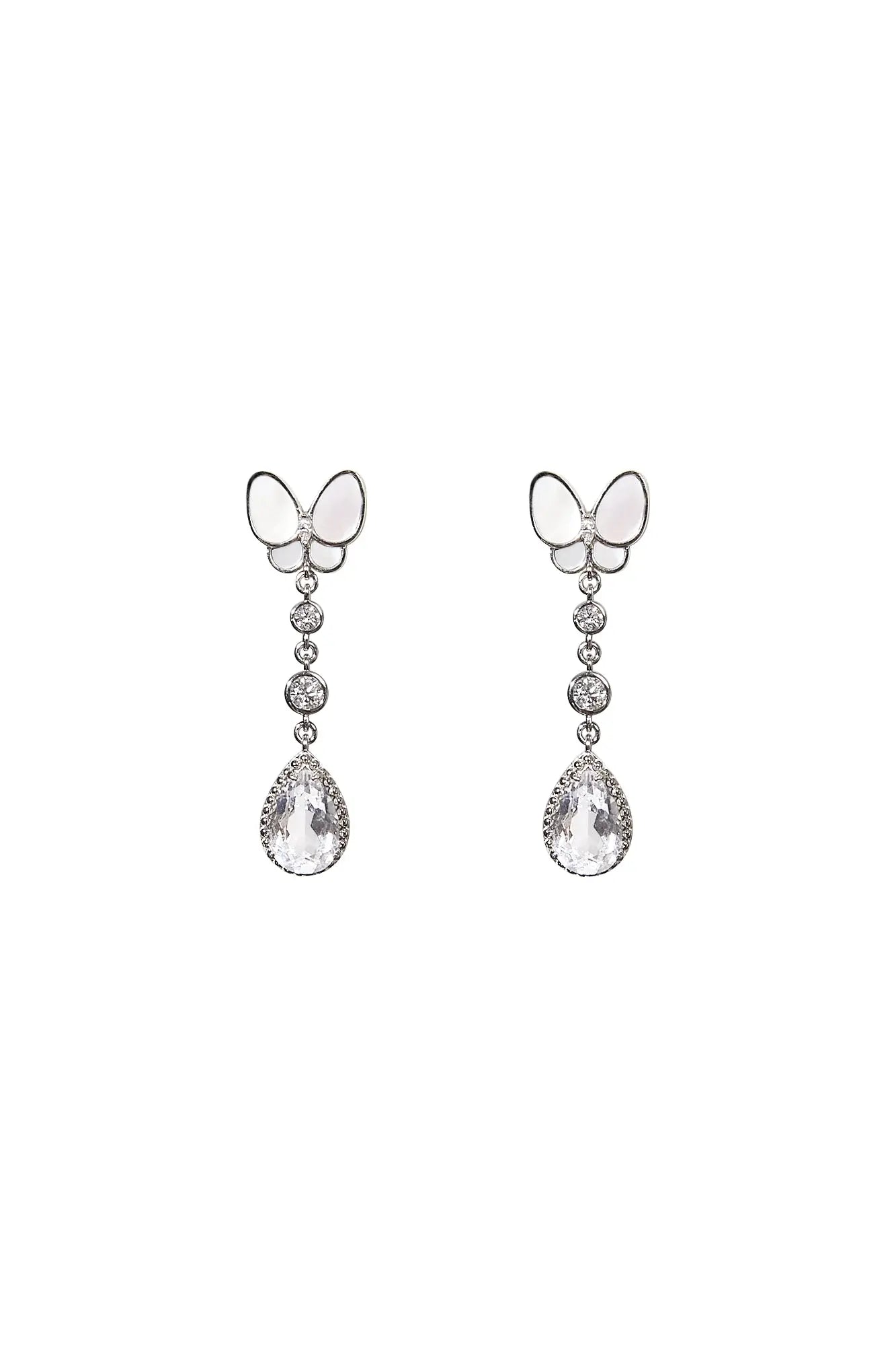 Butterfly Glamor Silver Dangling Earrings Dryden Jewelry