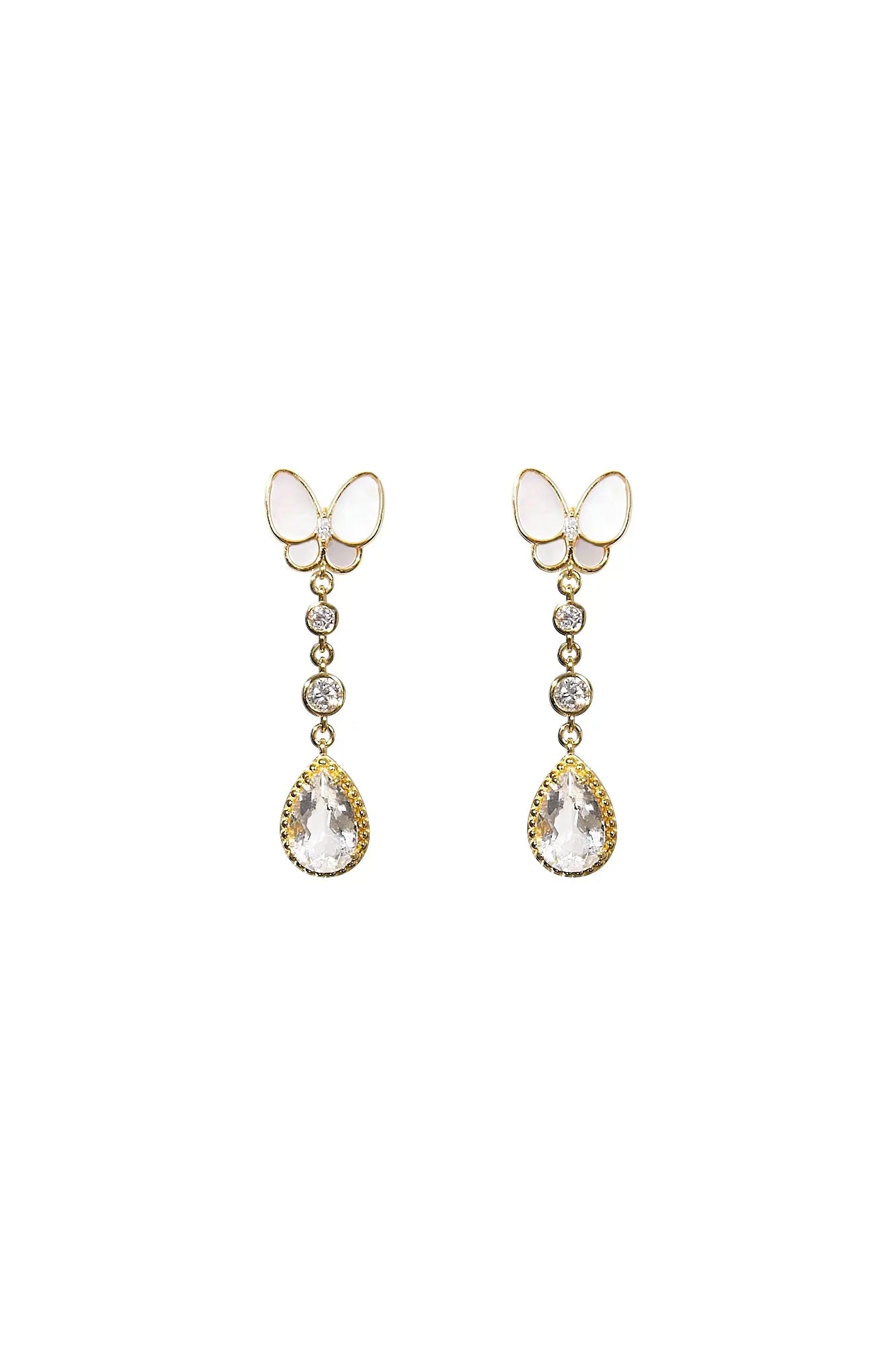 Butterfly Glamor Gold Dangling Earrings Dryden Jewelry