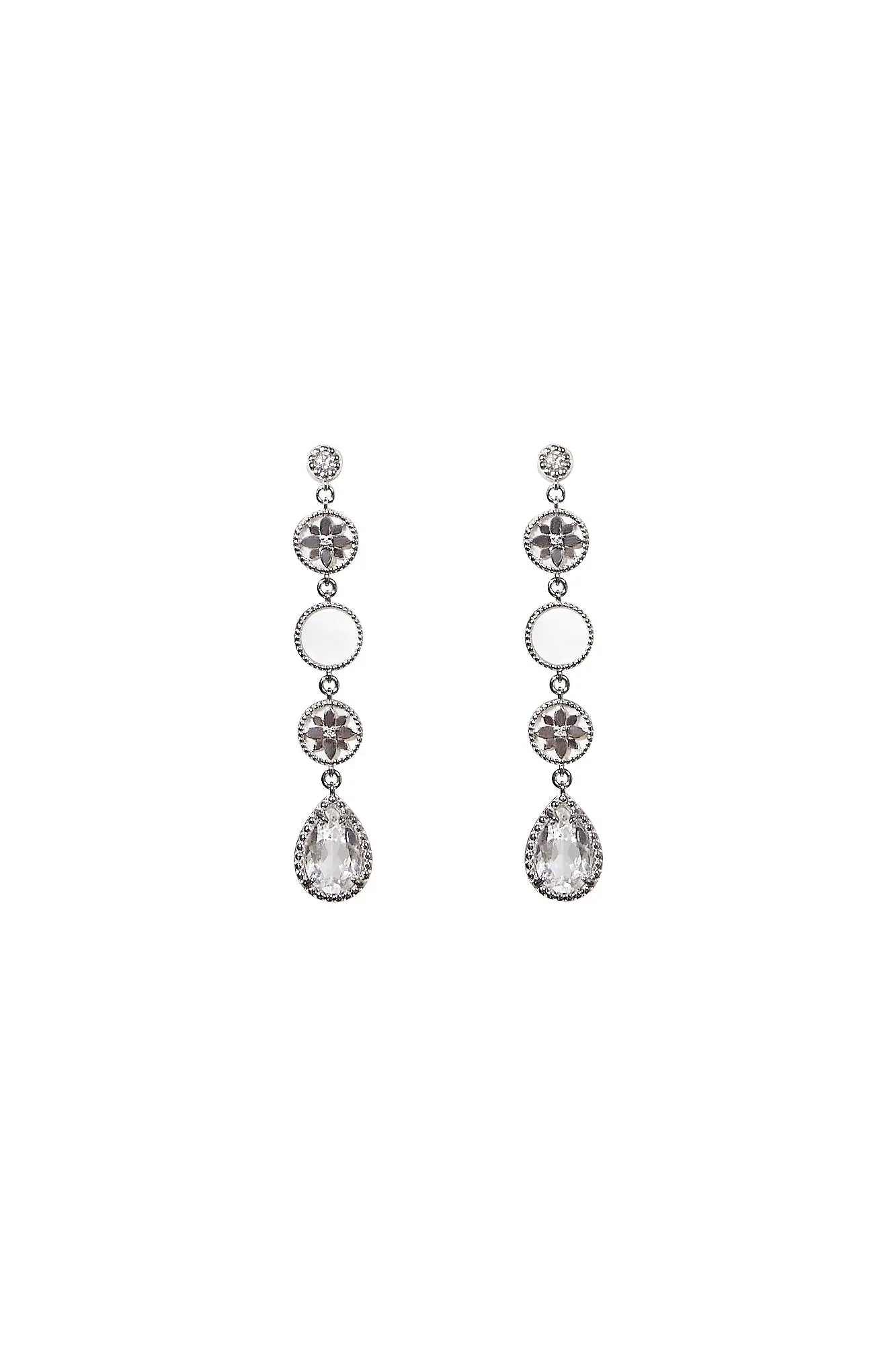 Clematis Long Goddess Silver Dangling Earrings Dryden Jewelry