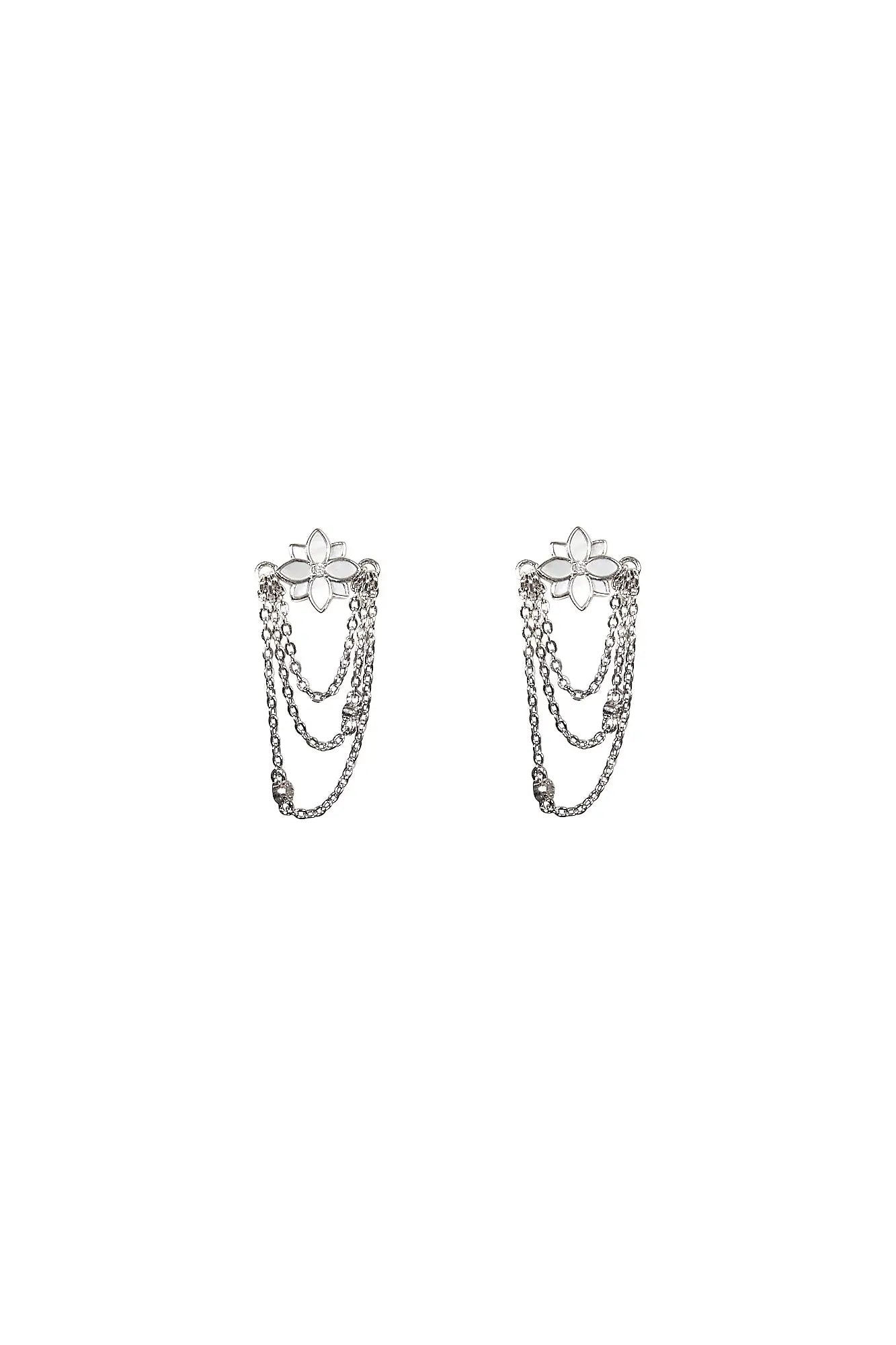 Clematis RockStar Silver Dangling Chain Earrings Dryden Jewelry