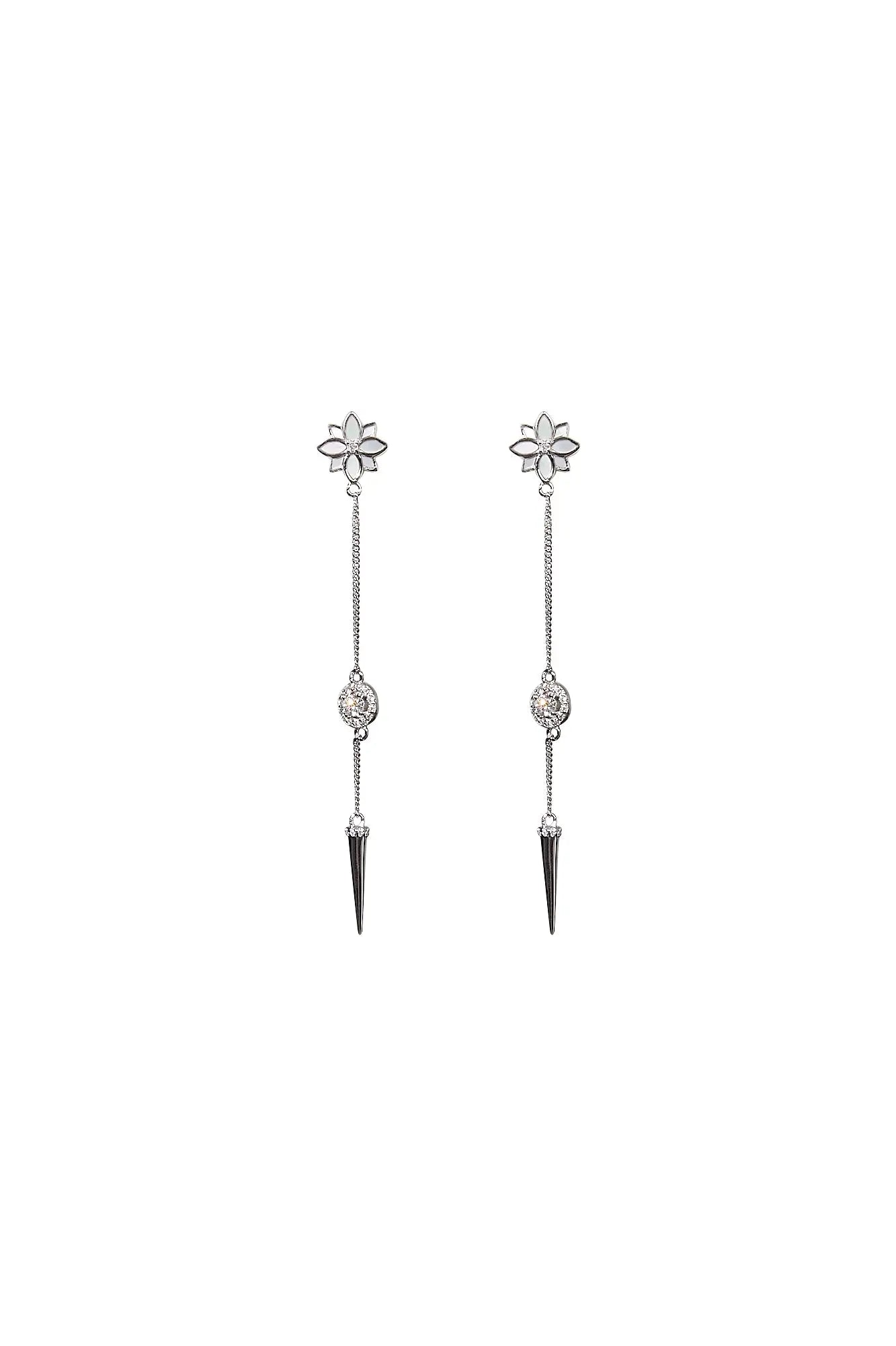 Clematis Retro Thorn Silver Dangling Earrings Dryden Jewelry